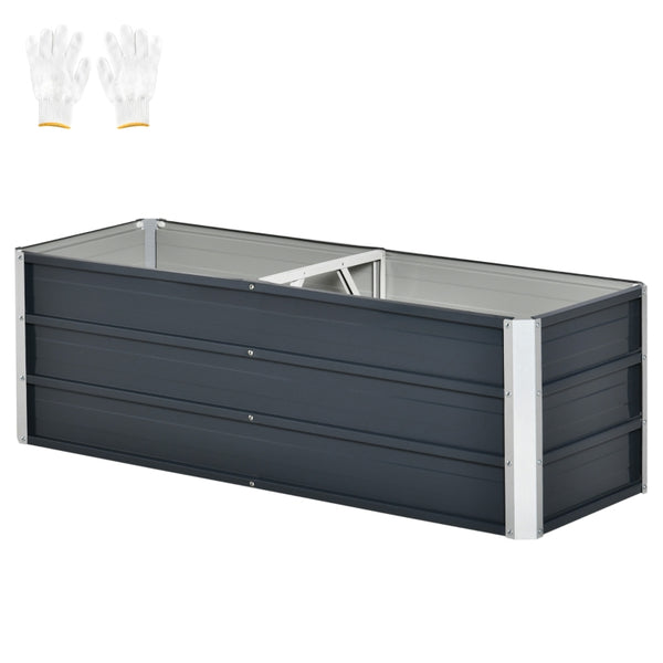 Grijze metalen bloembak 125x47x40 cm voor buitengebruik