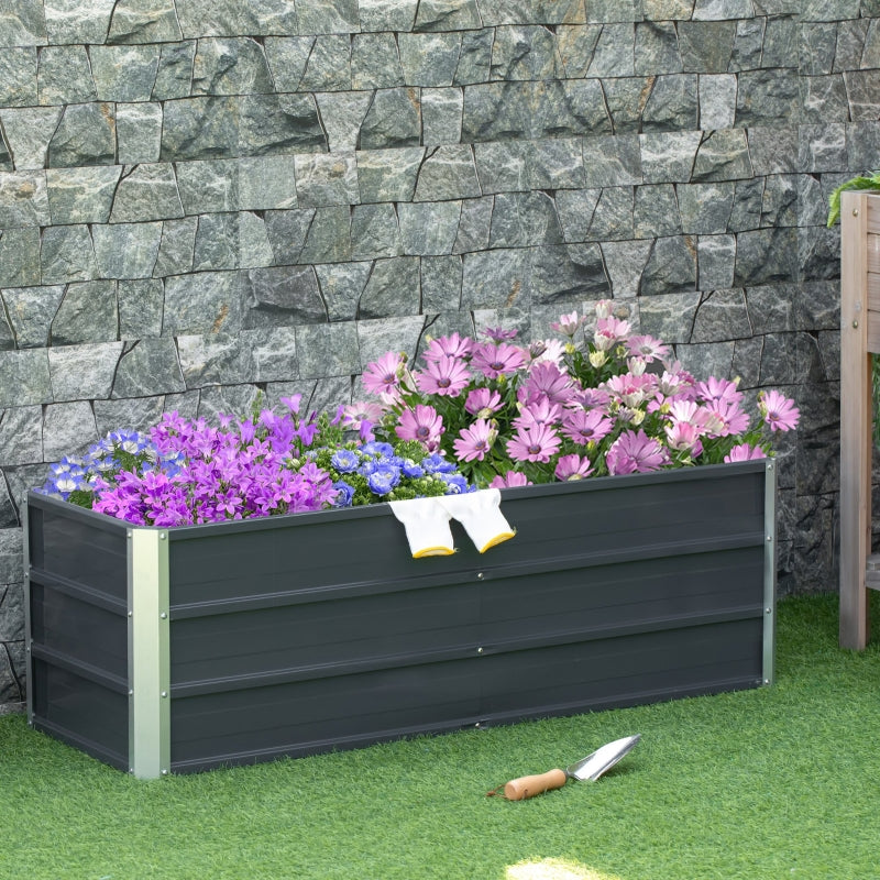 Grijze metalen bloembak 125x47x40 cm voor buitengebruik