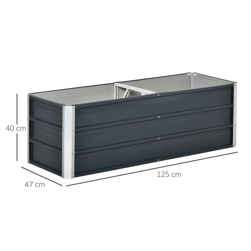 Grijze metalen bloembak 125x47x40 cm voor buitengebruik
