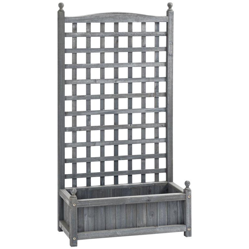 Grijze houten plantenbak 64x28x120 cm voor buiten als plantenrek
