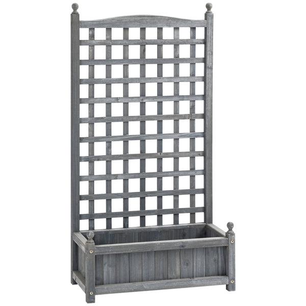 Grijze houten plantenbak 64x28x120 cm voor buiten als plantenrek