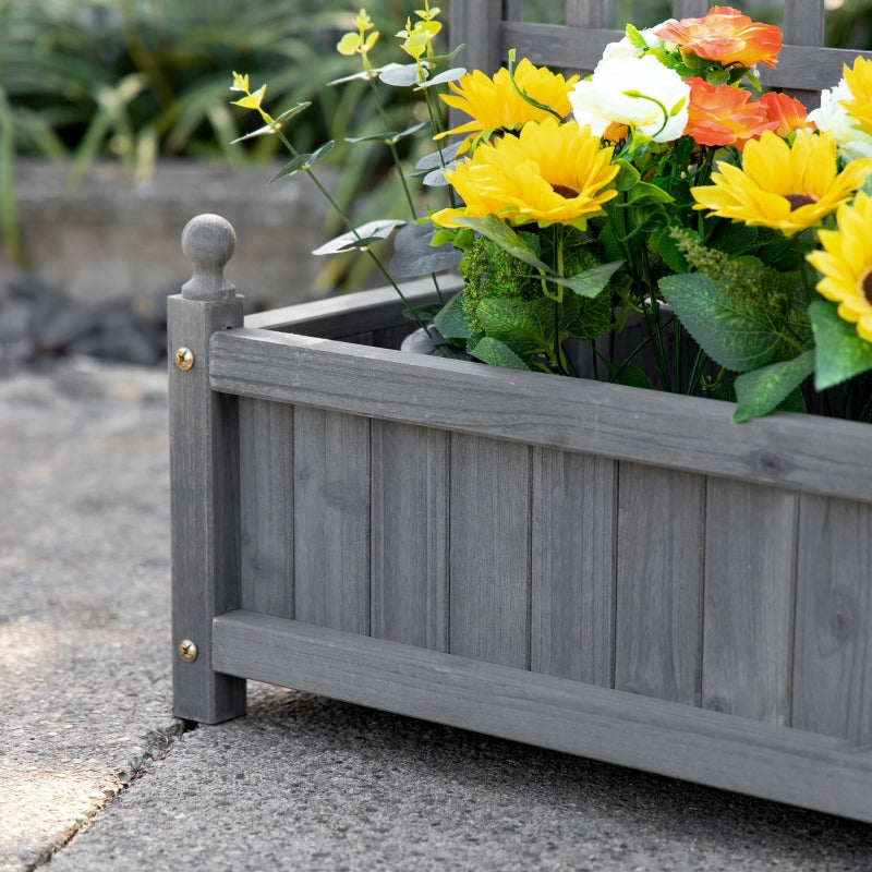 Grijze houten plantenbak 64x28x120 cm voor buiten als plantenrek