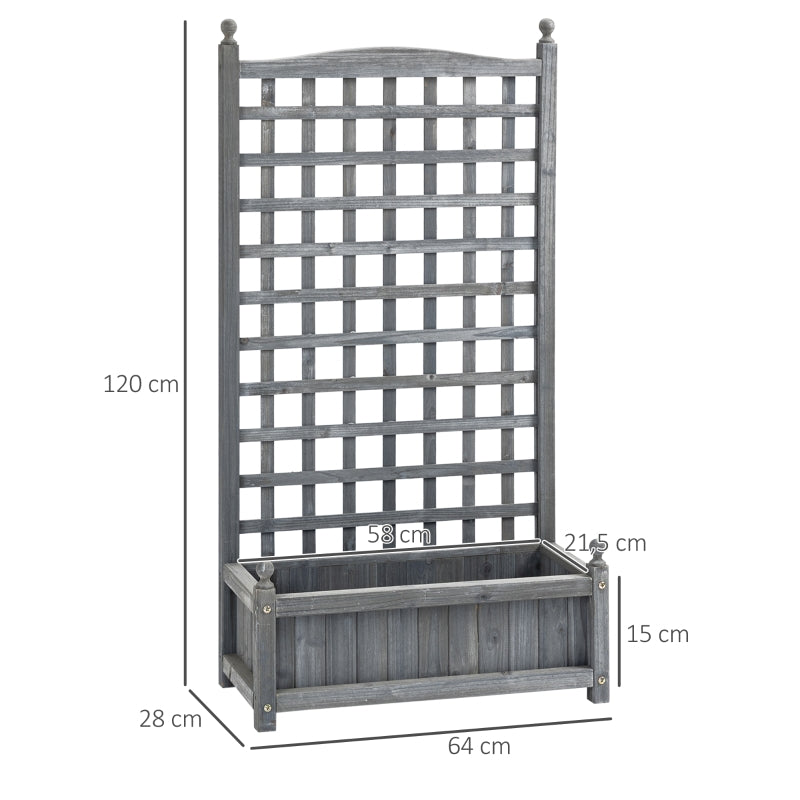 Grijze houten plantenbak 64x28x120 cm voor buiten als plantenrek