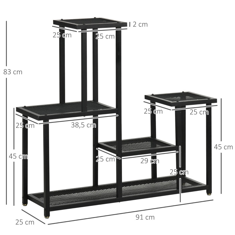 Metalen plantenstandaard 91x25x83 cm als plantenzuil en plantenrek