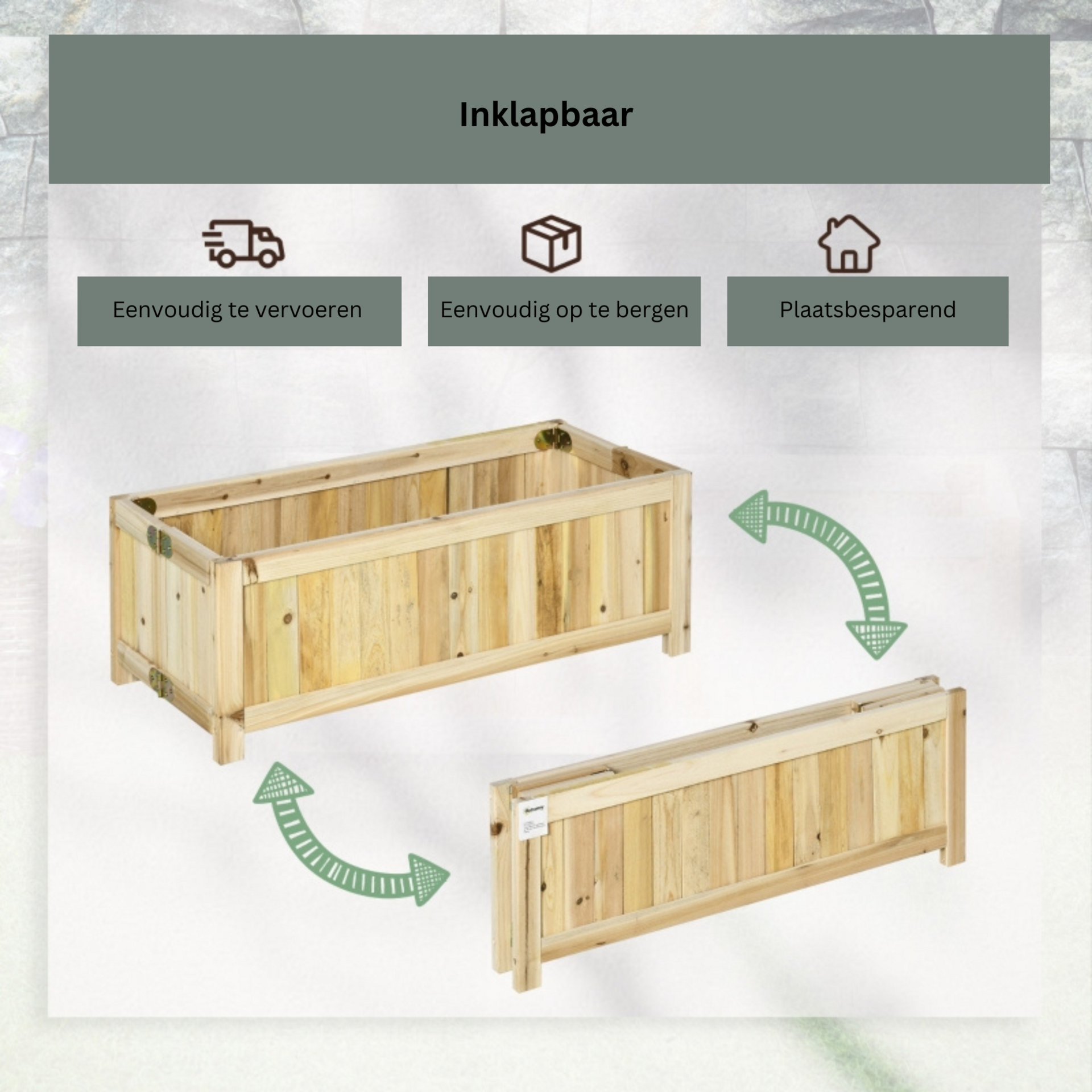 Houten bloembak 70x30x25 cm voor buitengebruik en planten