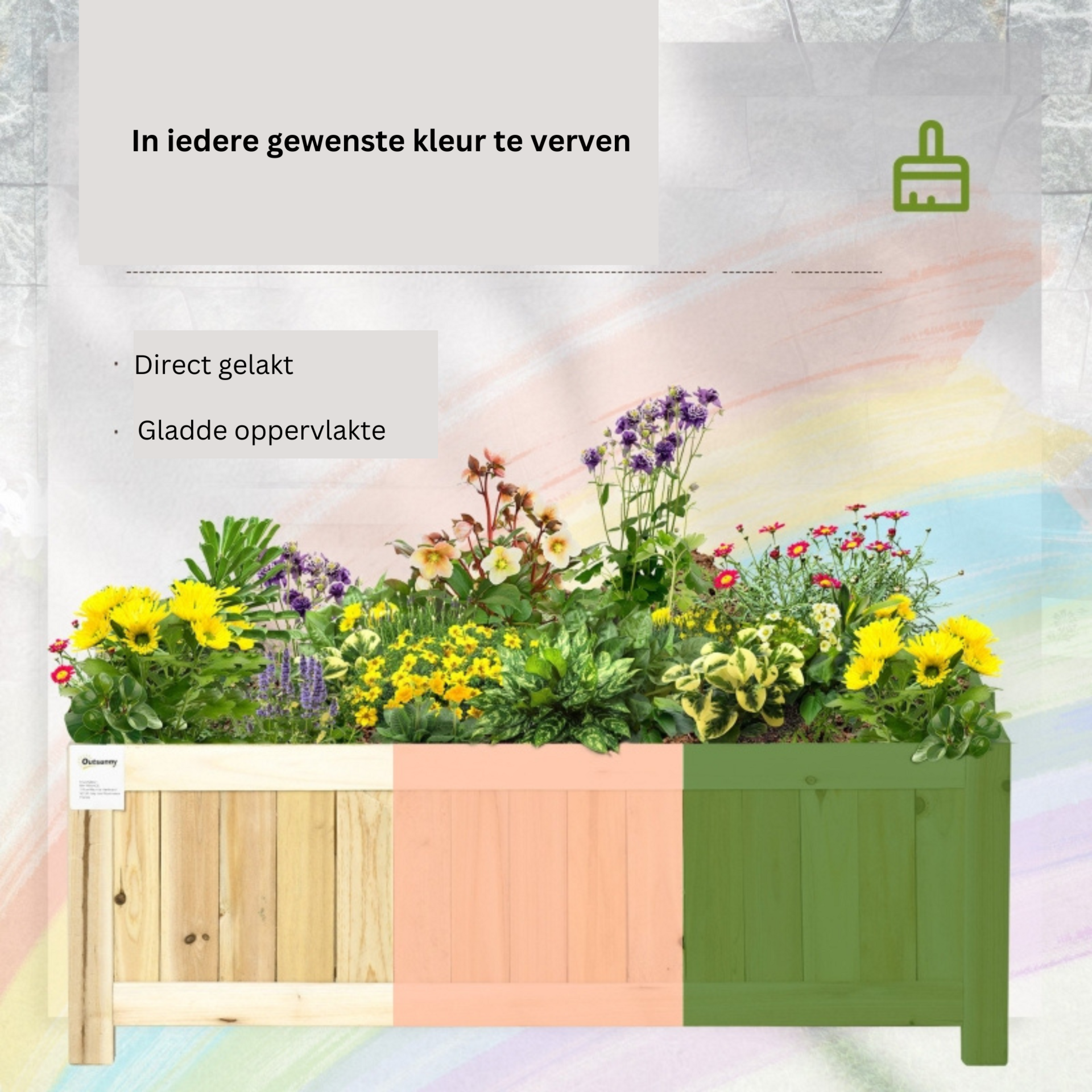 Houten bloembak 70x30x25 cm voor buitengebruik en planten