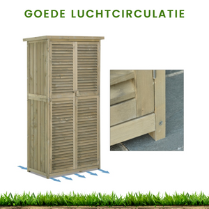 Compacte houten tuinkast 87x47x160 cm – Ideale tuinhuis met goede luchtcirculatie door geventileerde deuren