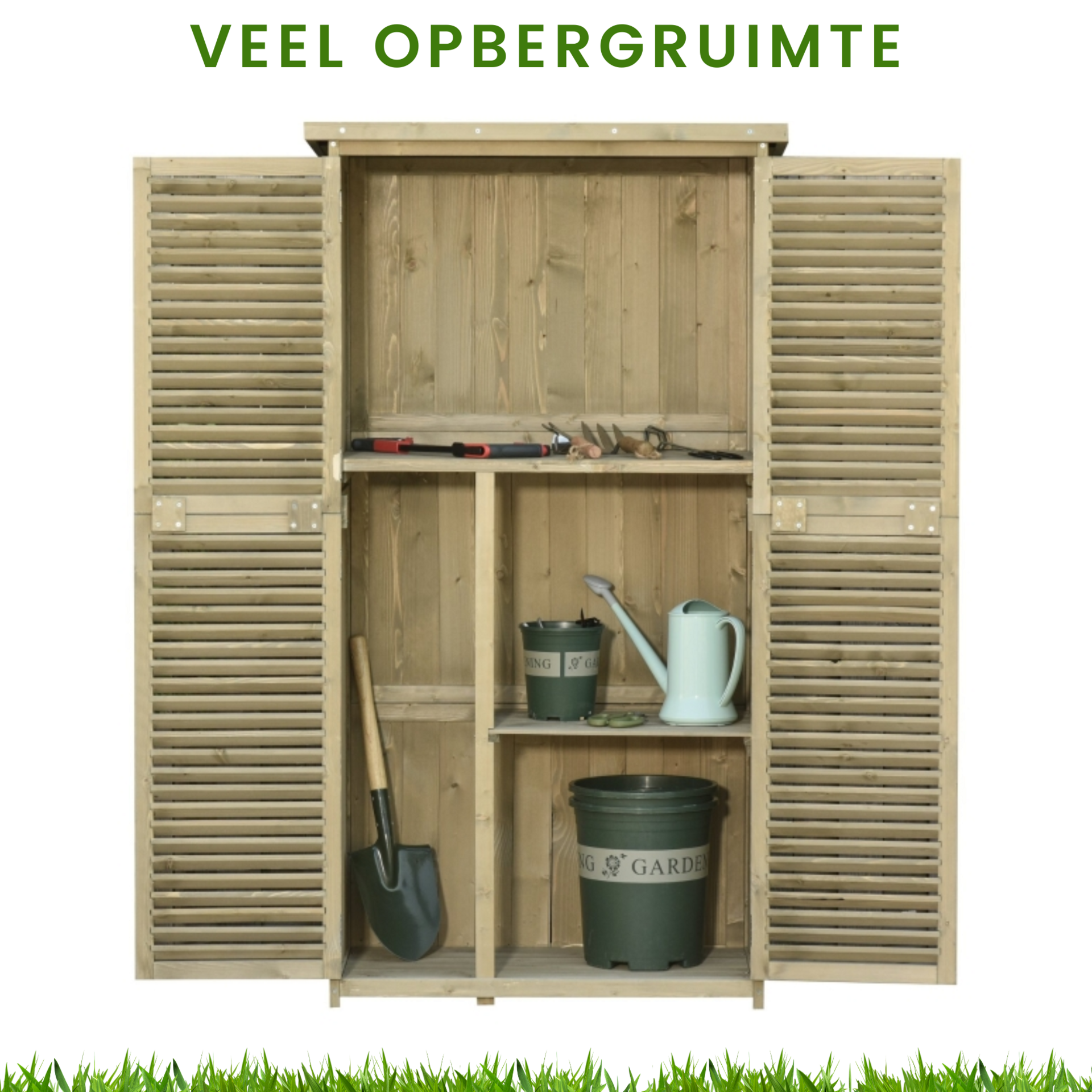 Compacte houten tuinkast 87x47x160 cm – Ideaal als tuinhuis of tuinschuur