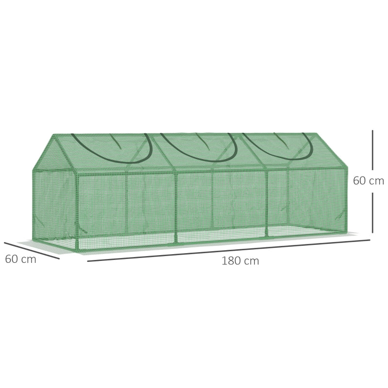 Middelgrote tunnelkas 180x60x60 cm met groen PE-doek en ritssluiting