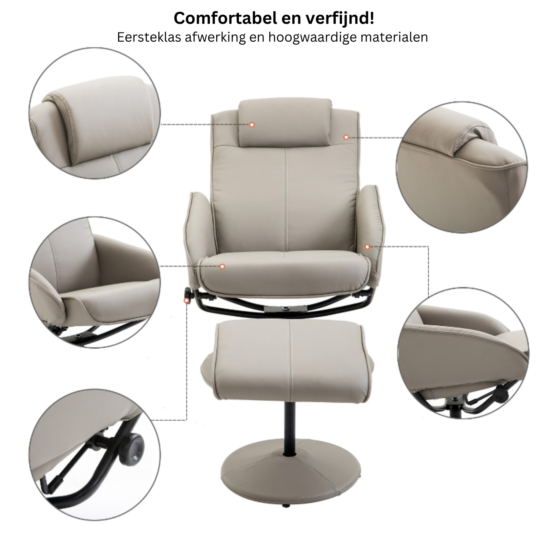 Ergonomische relaxstoel met voetenbankje grijs – comfort voor elke dag