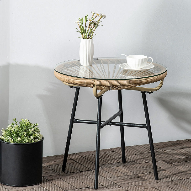Ronde boho tuintafel natuur – 50×50×50 cm bijzettafel voor buiten