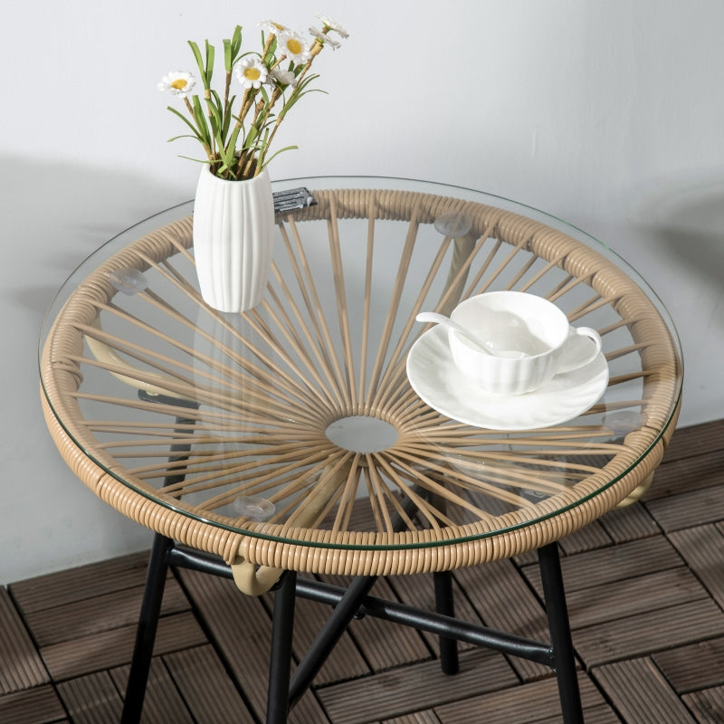 Ronde boho tuintafel natuur – 50×50×50 cm bijzettafel voor buiten