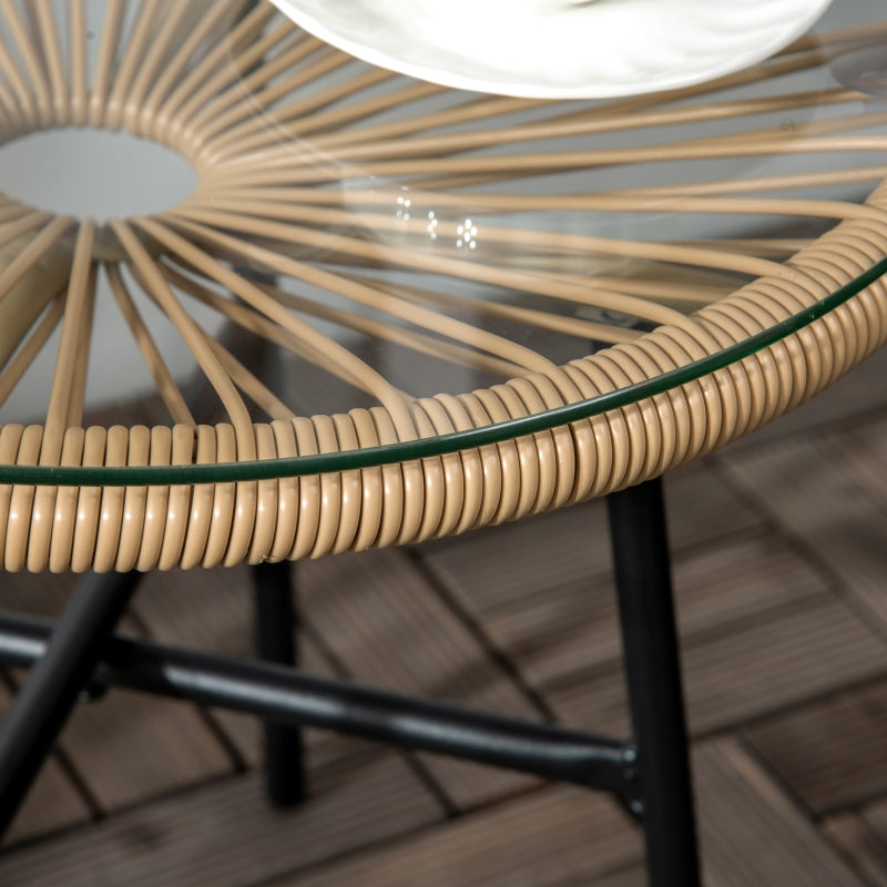 Ronde boho tuintafel natuur – 50×50×50 cm bijzettafel voor buiten