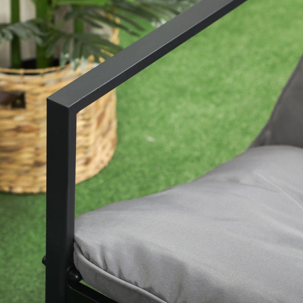 Loungeset grijs-zwart met 4 tuinstoelen en tuintafel voor buiten