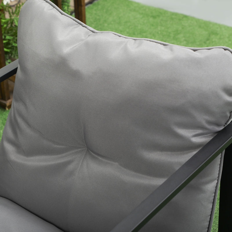 Loungeset grijs-zwart met 4 tuinstoelen en tuintafel voor buiten