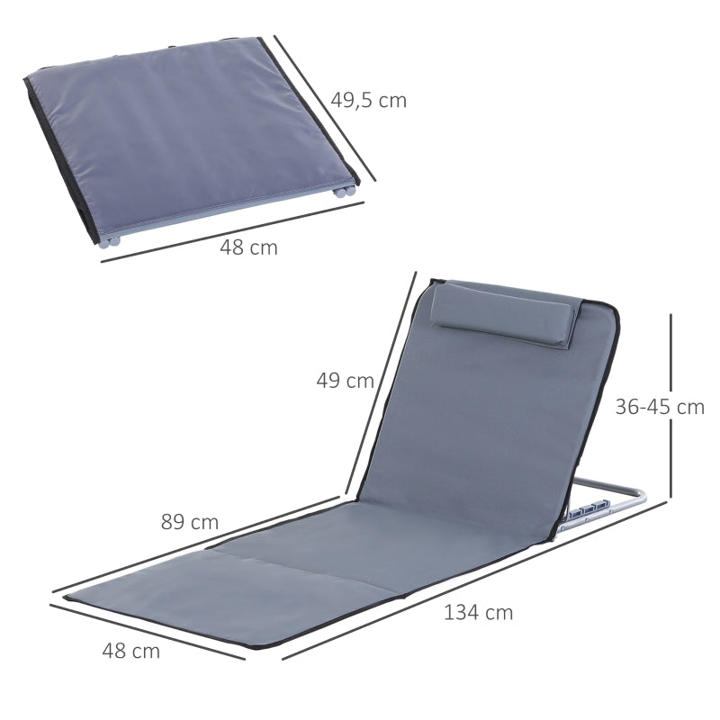 Set van 2 inklapbare strandstoelen 134x48x43 cm in grijs