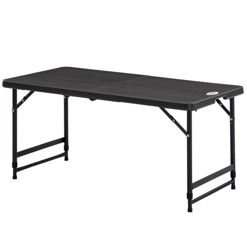 Opvouwbare campingtafel 118x60x74 cm voor 4 personen met grijs blad en zwart frame