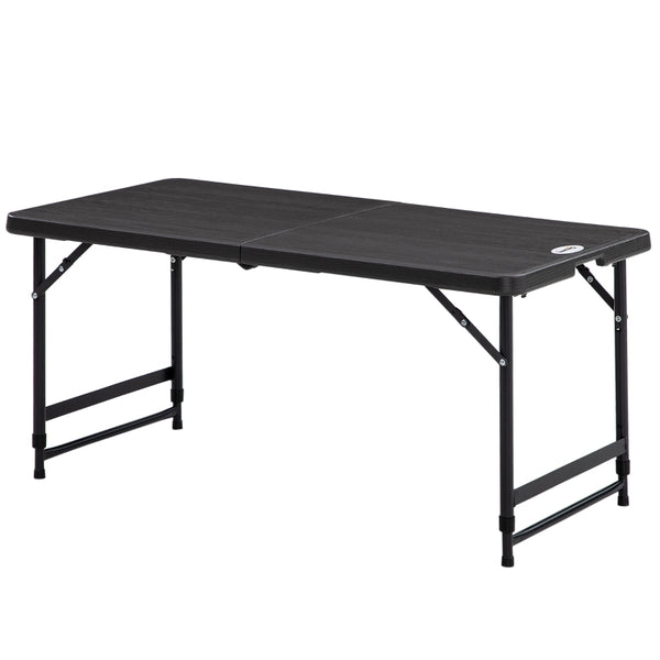 Opvouwbare tuintafel 118x60x74 cm voor 4 personen met grijs blad en zwart frame
