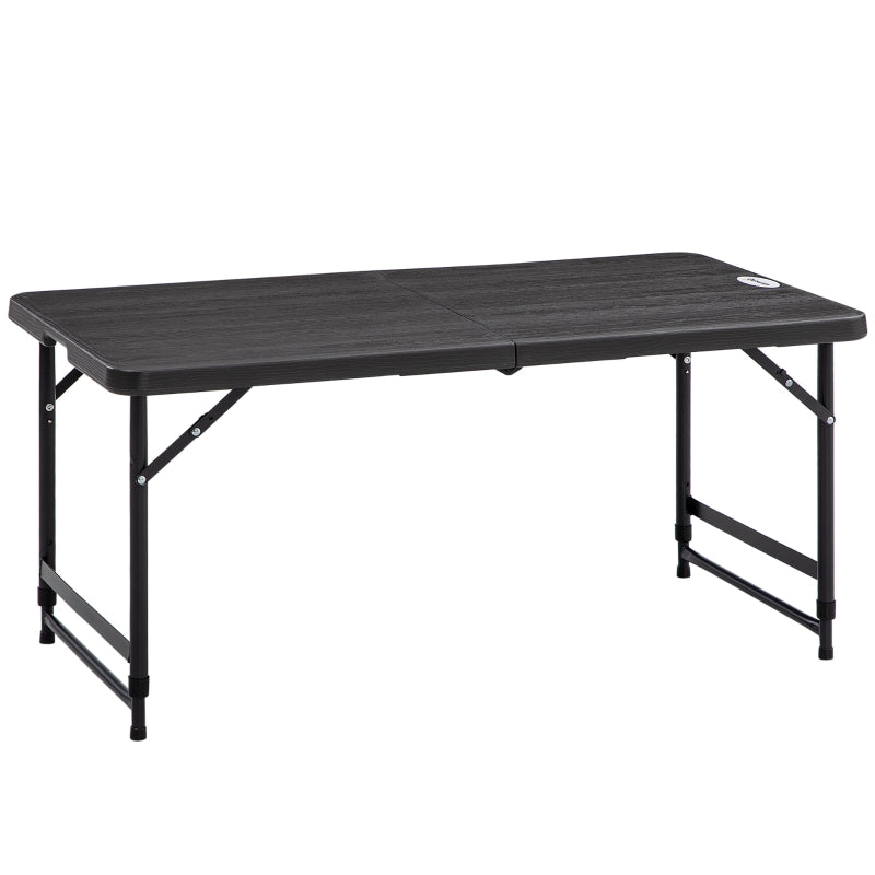 Opvouwbare campingtafel 118x60x74 cm voor 4 personen met grijs blad en zwart frame