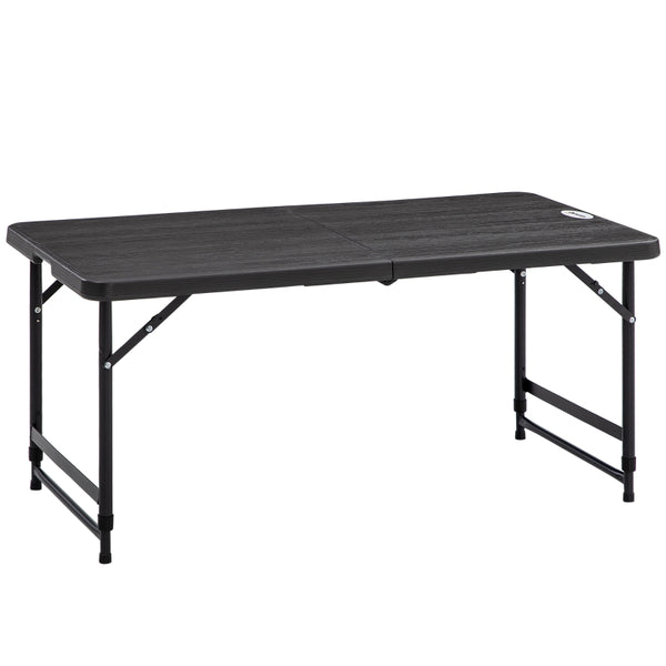 Opvouwbare tuintafel 118x60x74 cm voor 4 personen met grijs blad en zwart frame