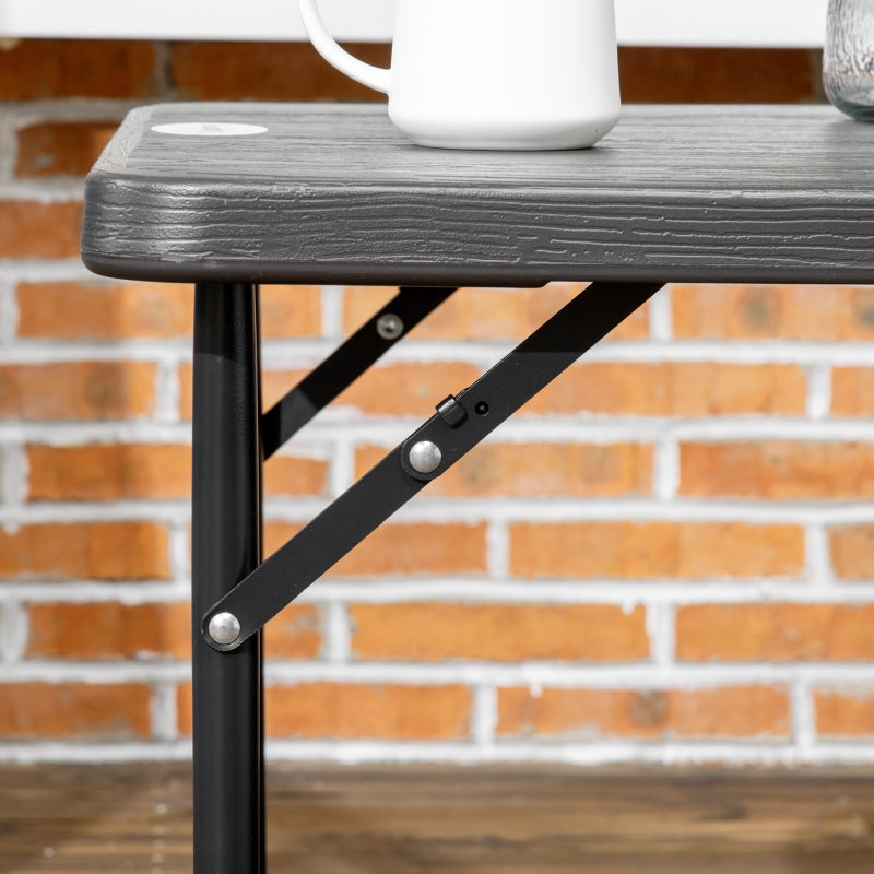 Opvouwbare campingtafel 118x60x74 cm voor 4 personen met grijs blad en zwart frame