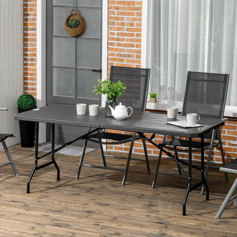 Opvouwbare campingtafel 180x76x73 cm grijs voor 6 personen met aluminium frame
