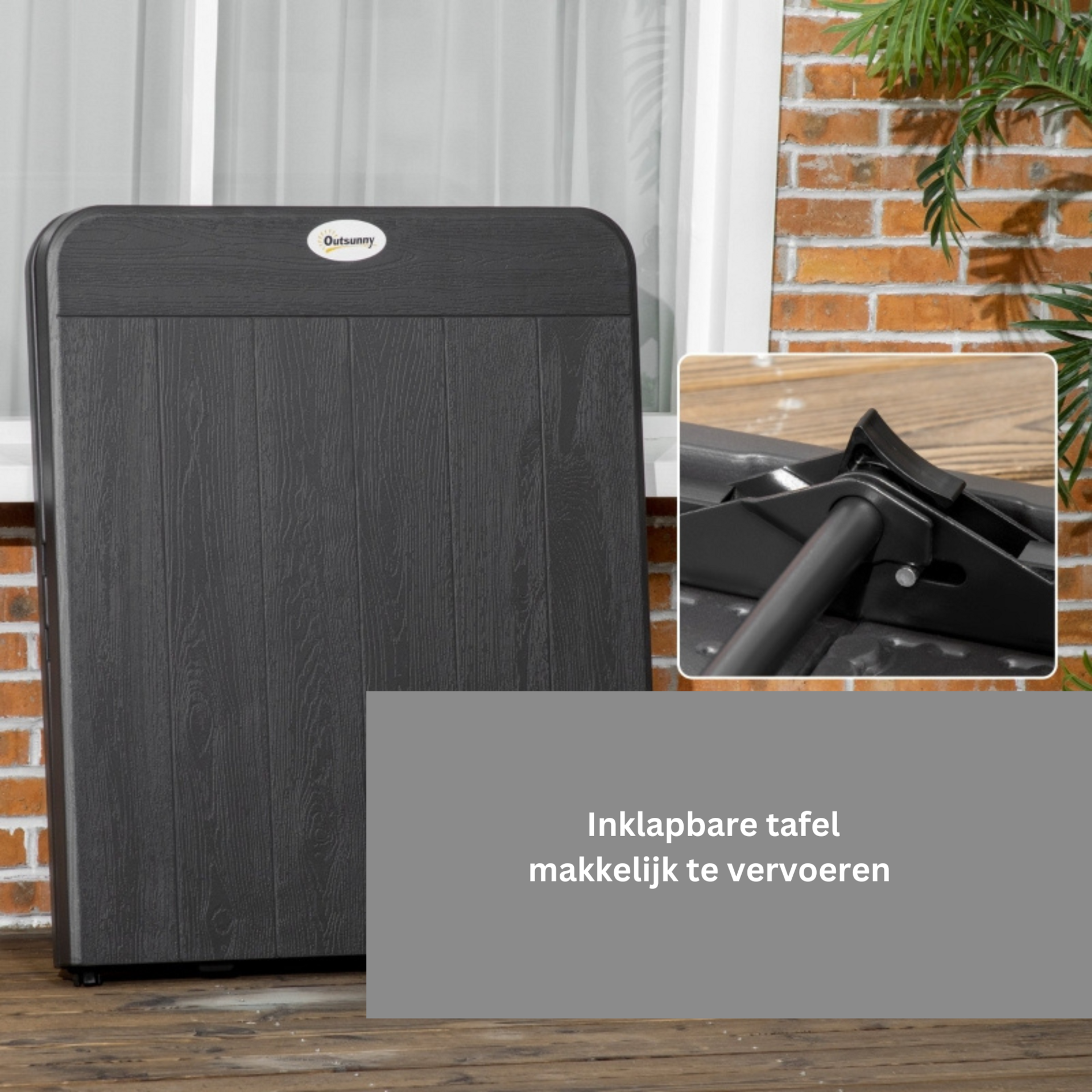 Opvouwbare campingtafel 180x76x73 cm grijs voor 6 personen met aluminium frame