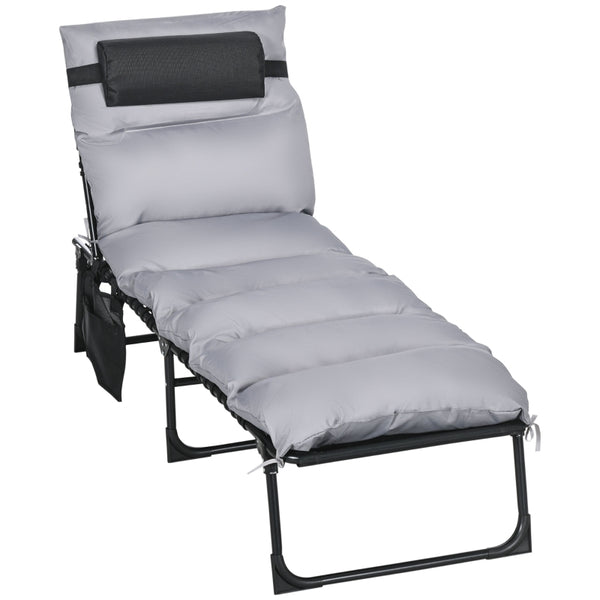 Opvouwbaar ligbed 58x189x33 cm met kussen, textileen en 120 kg draagkracht