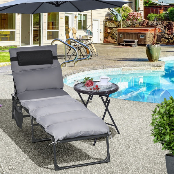 Opvouwbaar ligbed 58x189x33 cm met kussen, textileen en 120 kg draagkracht