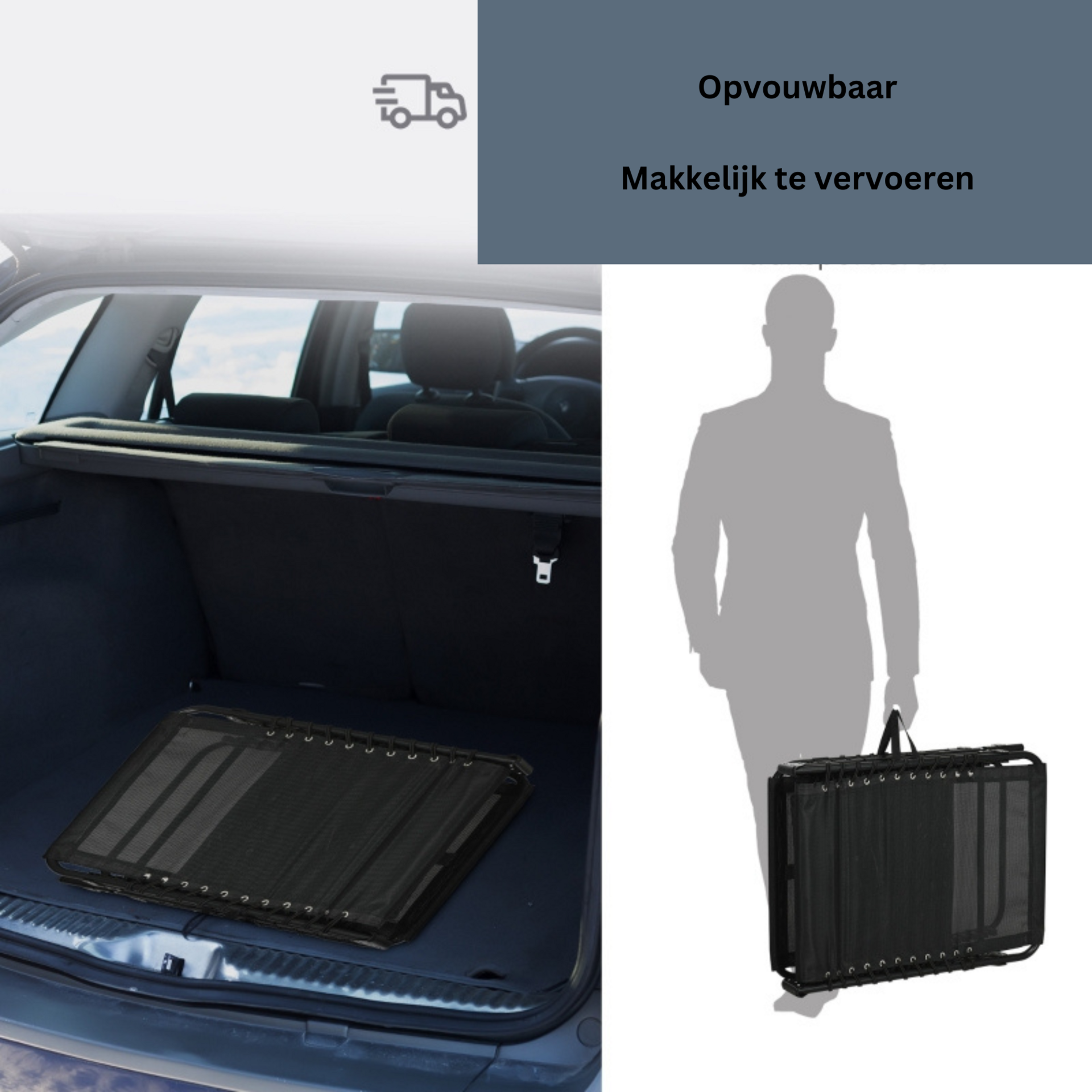 Opvouwbaar ligbed 58x189x33 cm met kussen, textileen en 120 kg draagkracht