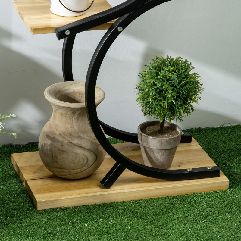 Zwarte metalen plantenstandaard voor buiten als stijlvolle plantenzuil