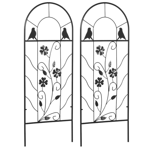 Set van 2 zwarte metalen klimplantenrekken 38x98 cm voor tuin en balkon