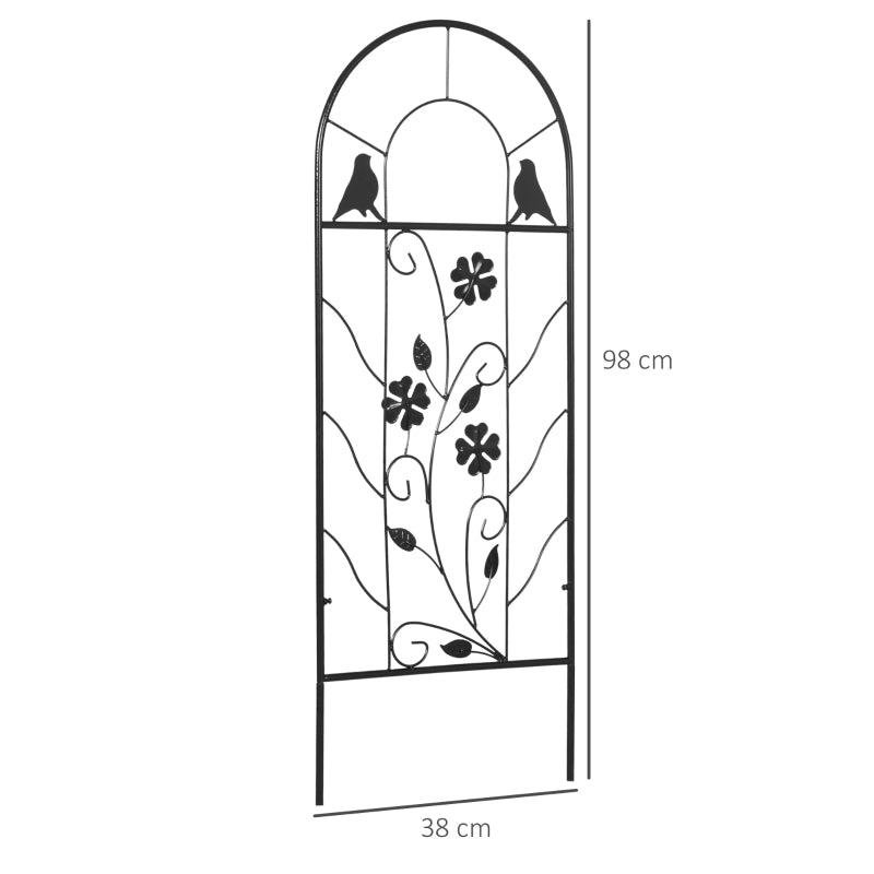 Set van 2 zwarte metalen klimplantenrekken 38x98 cm voor tuin en balkon