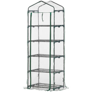 Compacte tunnelkas 193x69x49 cm met groen PE-doek en ritssluiting en 5 niveaus voor diverse planten