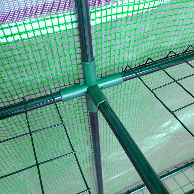 Ruime kweekkas 200x100x215 cm met groen PE-doek en ritssluiting