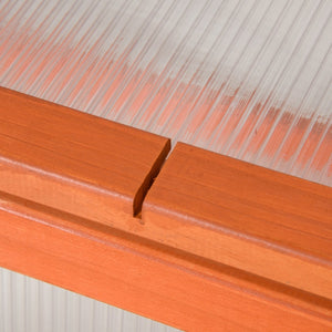 Kweekbak 90x46x40 cm met doorzichtig deksel en ventilatie van duurzaam dennenhout en polycarbonaat panelen close-up detail