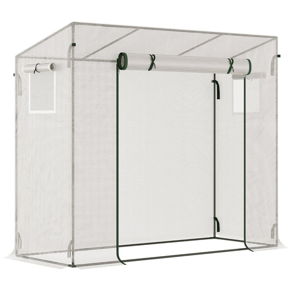 Ruime kweekkas 200x68x196 cm met groen PE-doek en ritssluiting