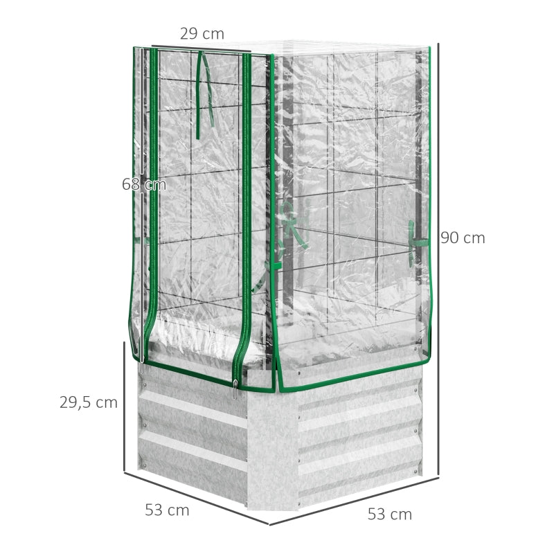 Kleine kweekkas 53x53x90 cm met groen PE-doek en ritssluiting