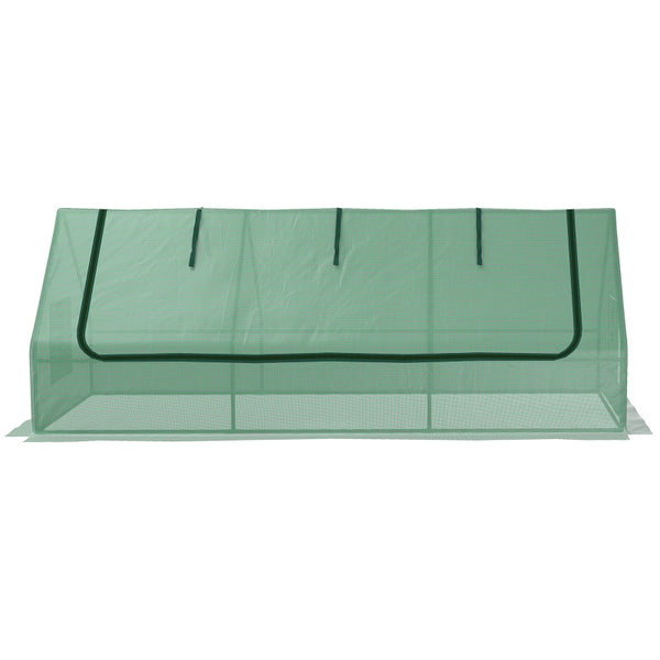 Middelgrote tunnelkas 240x90x90 cm met groen PE-doek en ritssluiting