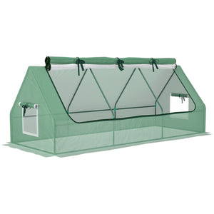 Middelgrote tunnelkas 240x90x90 cm met groen PE-doek en ritssluiting voor optimale plantbescherming tegen kou en vorst