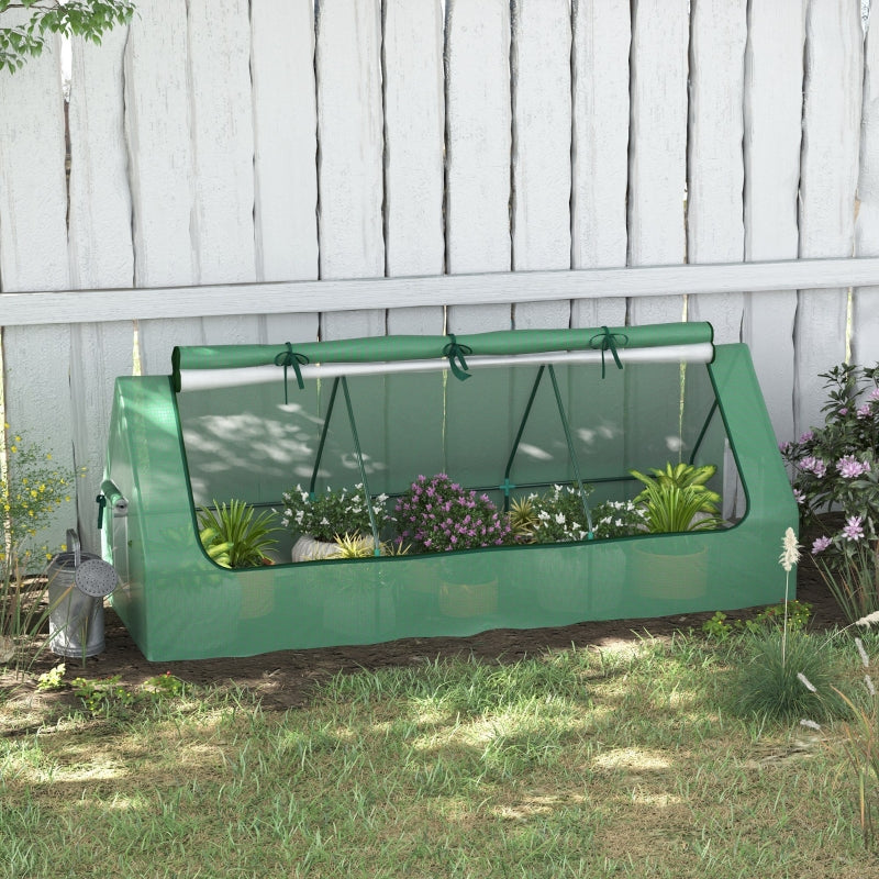 Middelgrote tunnelkas 240x90x90 cm met groen PE-doek en ritssluiting