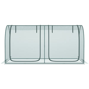 Ruime tunnelkas 249x120x120 cm met groen PE-doek en ritssluiting – stevige constructie met oprolbare deuren voor plantenbescherming