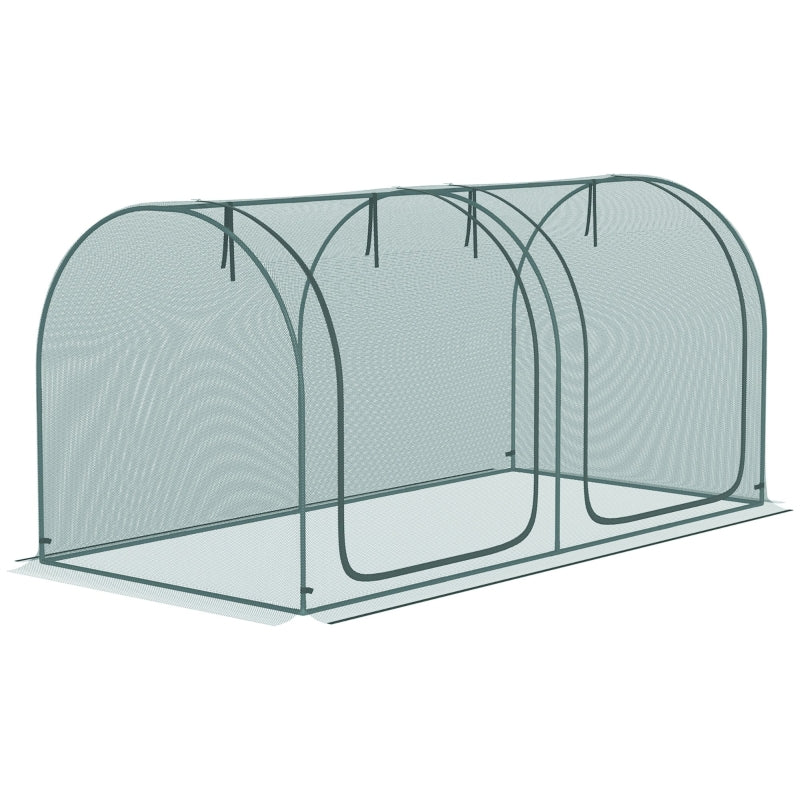 Ruime tunnelkas 249x120x120 cm met groen PE-doek en ritssluiting