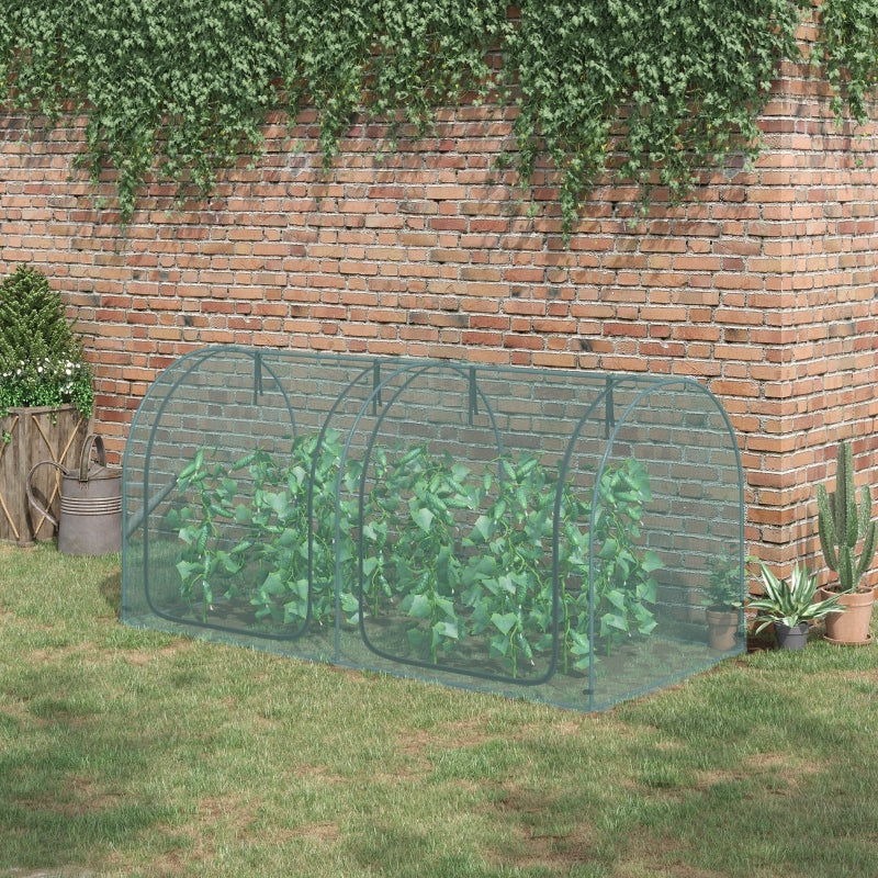 Ruime tunnelkas 249x120x120 cm met groen PE-doek en ritssluiting