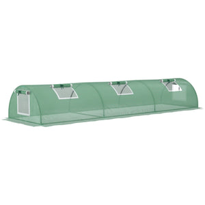 Compacte tunnelkas 300x80x45 cm met ritssluiting en groen PE-doek voor plantenbescherming en gecontroleerde ventilatie