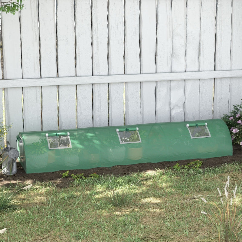 Compacte tunnelkas 300x80x45 cm met ritssluiting en groen PE-doek