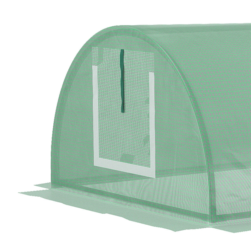 Compacte tunnelkas 300x80x45 cm met ritssluiting en groen PE-doek