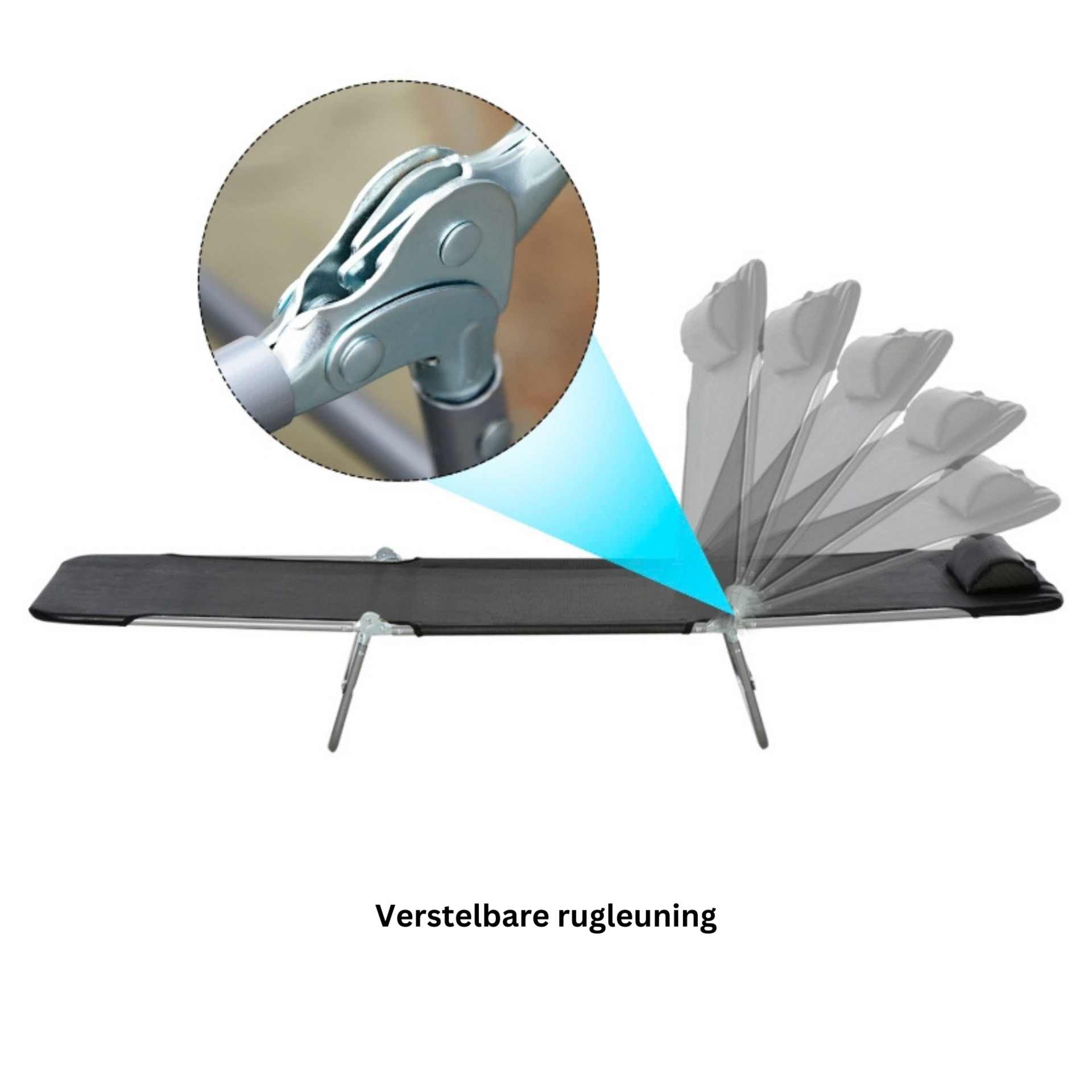 Ligbed 182x56x25 cm met zwart textileen en stabiel stalen frame