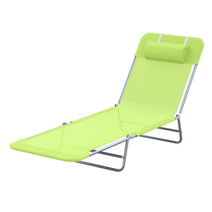 Ligbed 182x56x25 cm met groen textileen en stevig stalen onderstel voor comfortabel relaxen in tuin of bij zwembad
