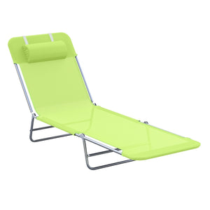 Ligbed 182x56x25 cm met groen textileen en stevig stalen onderstel voor comfortabel relaxen in tuin of zwembad